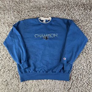 Vintage 90s Champion Sweater Mens Extra Large XL Blue Spell Out Embroidered Logo